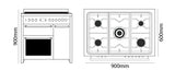 Parmco Freestanding Electric Stove Country Style 90cm 6 Function 66L+66L with Gas Cooktop Black