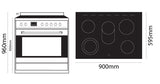 Parmco Freestanding Electric Stove with Ceramic Cooktop 90cm Stainles Steel