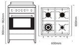 Parmco Freestanding Gas Stove 60cm 4 Function 70L with Gas Cooktop Stainless Steel