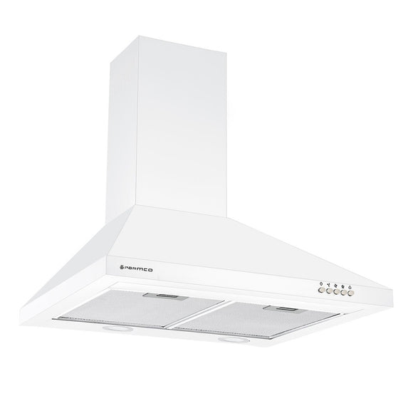 Parmco Canopy Rangehood 60cm 500m3/h max. extraction White with Push Button Control - Buyrite Appliances