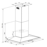 Award Low Noise Canopy Hood 90cm 900m3/h max. extraction Stainless Steel with Touch Control