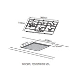 Midea Gas Cooktop 90cm 5 Burner Black Glass