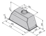 Award Powerpack Rangehood 52cm 800m3/h max. extraction Black Glass with Soft Touch Control