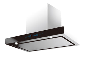 Polo T Model Rangehood 90cm 1,000m3/h max. extraction Stainless Steel/ Black Glass with Gesture Control - Buyrite Appliances