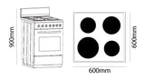 Parmco Freestanding Electric Stove 60cm 4 Function 60L with Solid Hotplates White