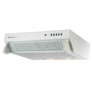 Parmco Flat Profile Rangehood 60cm 350m3/h maxx extraction White with Push Button Control