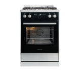 Parmco Freestanding Electric Stove with Gas Cooktop 60cm Black Glass with Stainless Steel Trim
