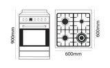 Parmco Freestanding Electric Stove 60cm  8 Function 76L with Gas Cooktop Stainless Steel