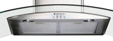 Parmco Canopy Rangehood 90cm 1,000m3/h max. extraction Clear Curved Glass with Push Button Control