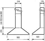Parmco Canopy Rangehood 90cm 500m3/h max. extraction Stainless Steel with Push Button Control