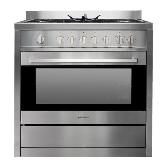 Parmco Freestanding Gas Stove 90cm 4 Function 107L with Gas Cooktop Stainless Steel - Buyrite Appliances