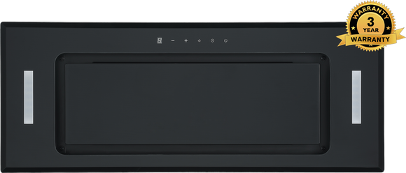 **3 YEAR WARRANTY** Polo Powerpack Rangehood 52cm 1,000m3/h max. extraction Black Glass with Touch Control