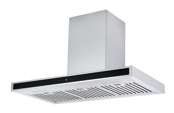 Award Low Noise Canopy Hood 90cm 900m3/h max. extraction Stainless Steel with Black Glass with Touch Control