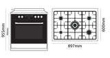 Parmco Freestanding Electric Stove 90cm 16 Functions 123L with Gas Cooktop Stainless Steel