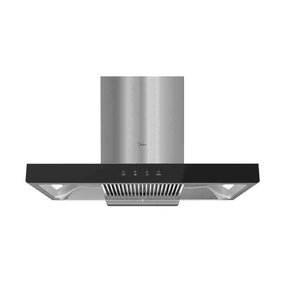 Midea T Model Rangehood 90cm 1,200m3/h max extraction Stainless Steel / Black Glass with Touch & Gesture Control