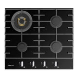 Parmco Gas Cooktop 60cm 4 Burner Black Glass