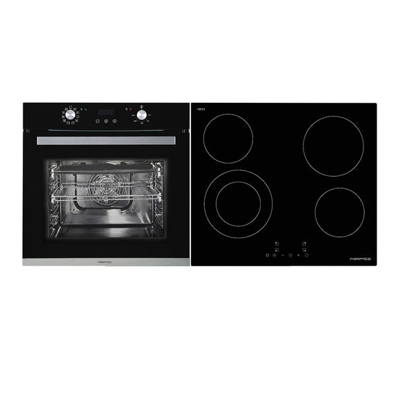Parmco Pack 60cm 10 Function Black Oven + 60cm Ceramic Cooktop
