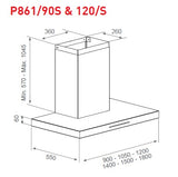 Award T Model Rangehood Advance Series 90cm 1,200 m3/h max. extraction  Stainless Steel