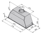 Award Powerpack Low Noise Rangehood 72cm 800m3/h max. extraction Black Glass with Soft Touch Control
