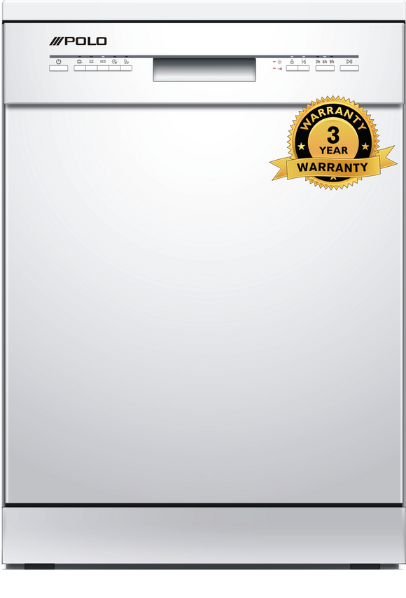 **3 YEAR WARRANTY** Polo Freestanding Dishwasher 60cm 12 Place Setting Stainless Steel