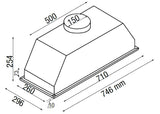 Parmco Powerpack Rangehood 75cm 1,000m3/h max. extraction Stainless Steel with Push Button Control