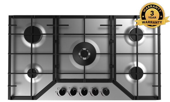 **3 YEAR WARRANTY** Polo Gas Cooktop 90cm 5 Burner Stainless Steel