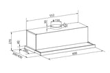 Parmco Slide Out Rangehood 60cm 700m3/h max. extraction White with Push Button Control