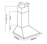 Parmco Canopy Rangehood 60cm 500m3/h max. extraction White with Push Button Control