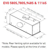 Award Powerpack Rangehood Advance Series 112cm 1,200m3/h max. extraction Stainless Steel with Push Button Control