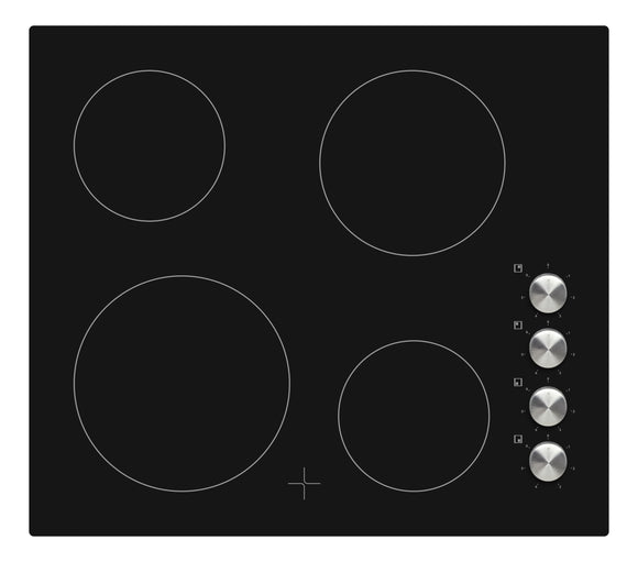 Award Ceramic Cooktop 60cm Black Glass with Knobs
