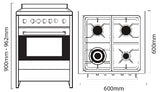 Parmco Freestanding Gas Stove 60cm 4 Function 70L with Gas Cooktop Stainless Steel - Buyrite Appliances