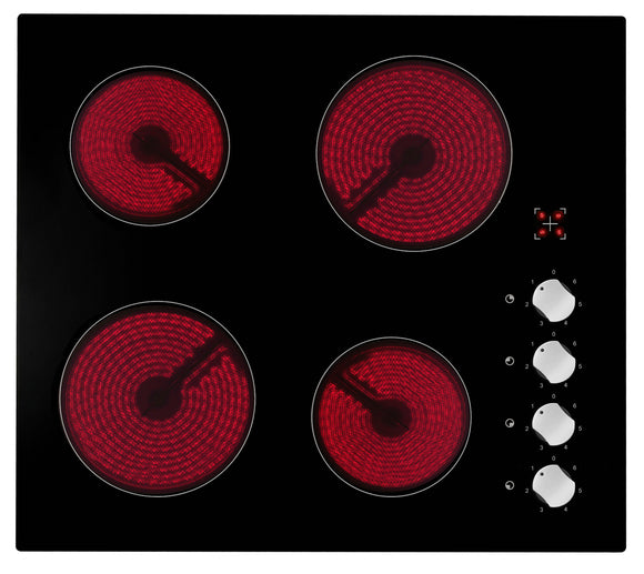 Polo Ceramic Cooktop 60cm Black Glass with Knobs - Buyrite Appliances