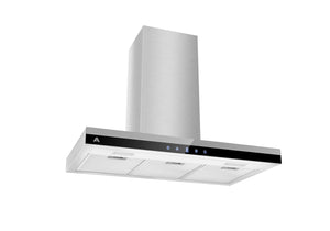 Award T Model Rangehood 90cm 800 m3/h max. extraction Stainless Steel/ Black Glass with Soft Touch Controls - Buyrite Appliances