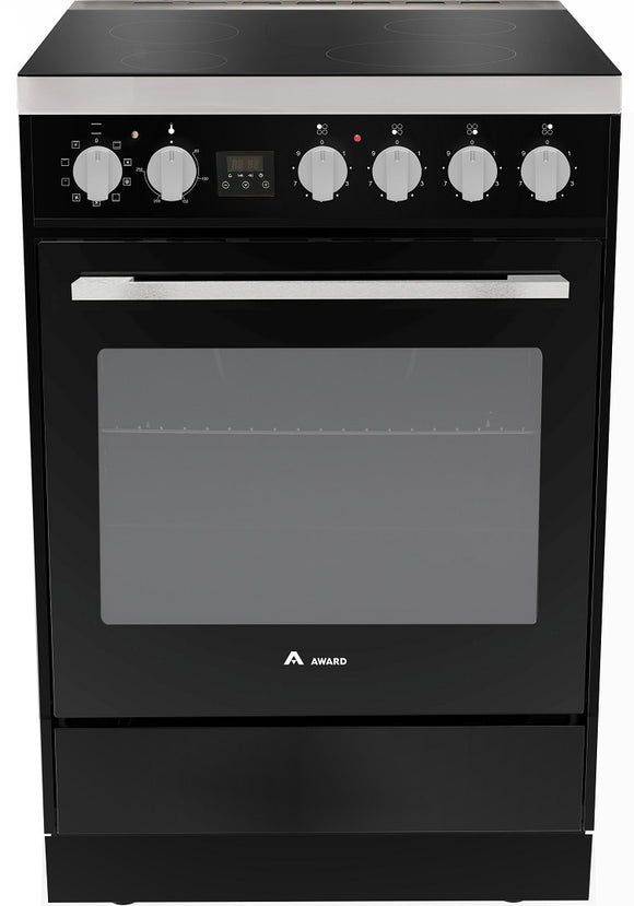 Award Freestanding Electric Stove 60cm 8 Function 80L with Ceramic Cooktop Black - Buyrite Appliances