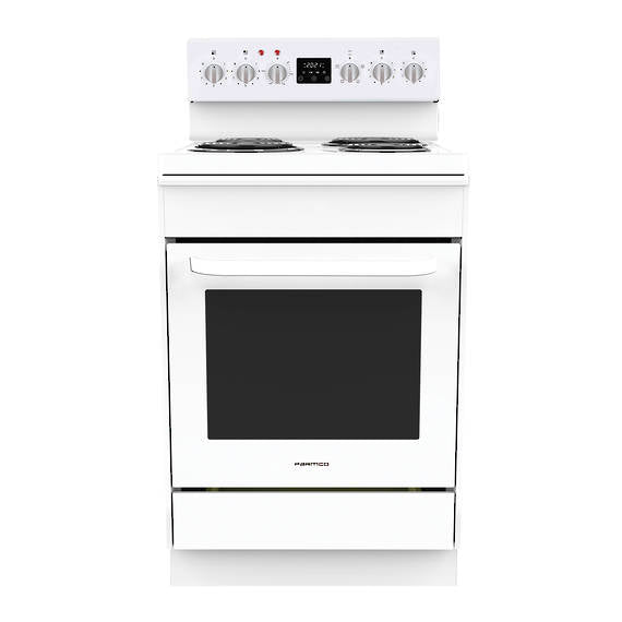 Parmco Freestanding Electric Stove 60cm 4 Function 76L with Coil Element Cooktop White - Buyrite Appliances