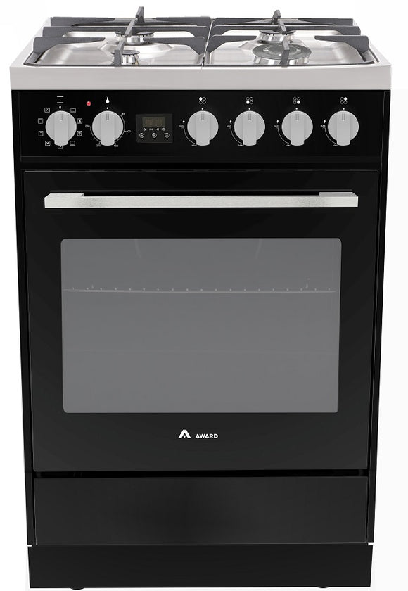 Award Freestanding Electric Stove 60cm 8 Function 80L with Gas Cooktop Black - Buyrite Appliances
