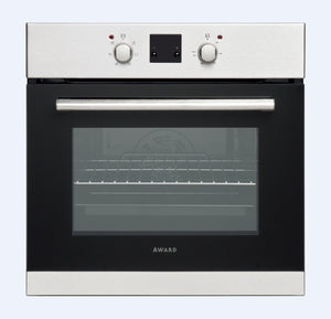 Award Built-In Electric Oven 60cm 6 Function 70L Stainless Steel and Award Ceramic Cooktop 60cm Black Glass with Knobs - Buyrite Appliances