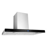 Parmco T Model Low Profile Rangehood 90cm 1,000m3/h max. extraction Stainless Steel/ Black Glass with Push Button Control - Buyrite Appliances