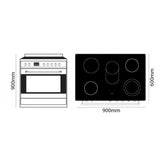 Parmco Freestanding Electric Stove 90cm 8 Function 123L with Ceramic Cooktop Stainless Steel - Buyrite Appliances