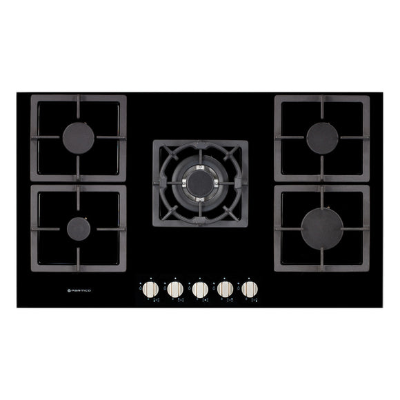 Parmco Gas Cooktop 90cm 5 Burner Black Glass - Buyrite Appliances