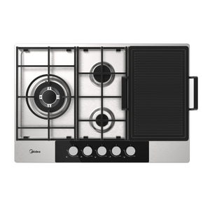 Midea Gas Cooktop 75cm 4 Burner incl. Grill Plate Stainless Steel - Buyrite Appliances