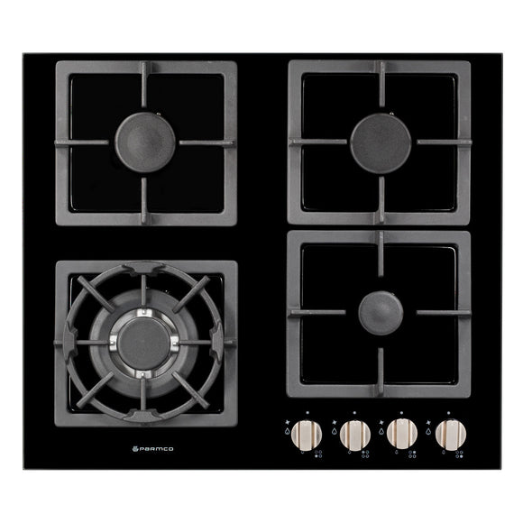 Parmco Gas Cooktop 60cm 4 Burner Black Glass - Buyrite Appliances
