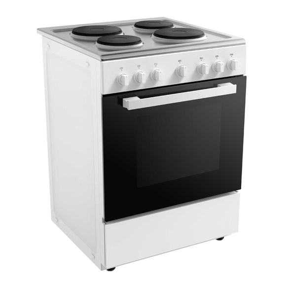 Midea Freestanding Electric Stove 60cm 9 Function 65L with Solid Hotplates White - Buyrite Appliances