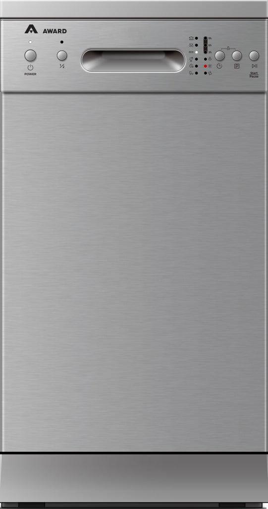 Award Freestanding Slimline Dishwasher 45cm 9 Place Setting Stainless Steel - Buyrite Appliances