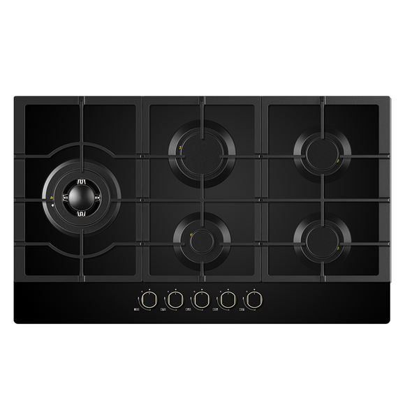 Midea Gas Cooktop 90cm 5 Burner Black Glass - Buyrite Appliances