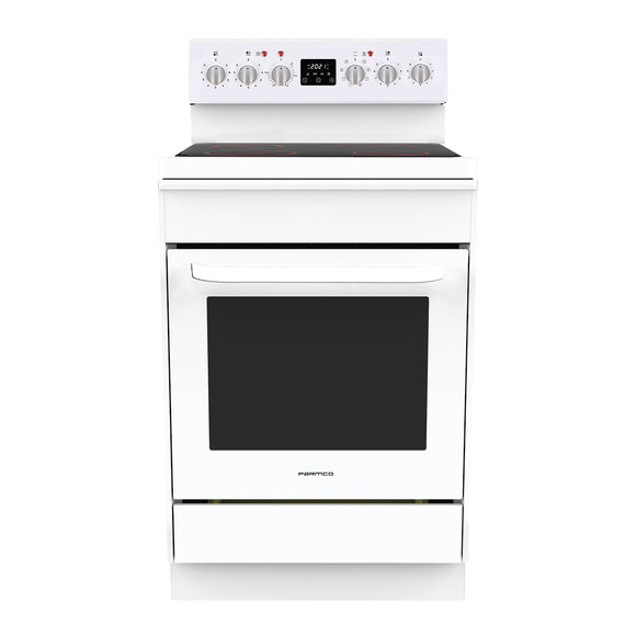 Parmco Freestanding Electric Stove 60cm 8 Function 76L with Ceramic Cooktop White - Buyrite Appliances