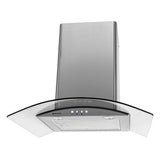 Parmco Canopy Rangehood 60cm 1,000m3/h max. extraction Clear Curved Glass with Push Bitton Control - Buyrite Appliances